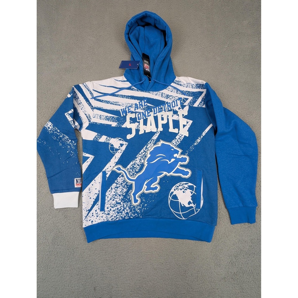 Detroit Lions Hoodie Sweatshirt Mens XL‎ Blue NFL Football Pullover Staple New